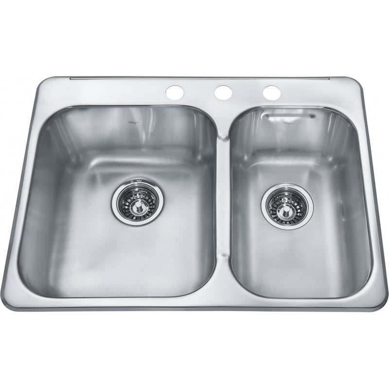 Kindred RCL2027R-3 Reginox Topmount 20G Stainless Steel Double Sink 3 Hole