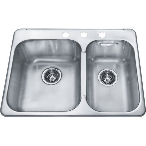 Kindred RCL2027R-3 Reginox Topmount 20G Stainless Steel Double Sink 3 Hole
