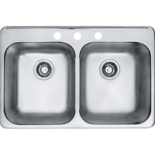 Kindred RDL2031-3 Reginox Topmount 20G Stainless Steel Double Sink 3 Hole