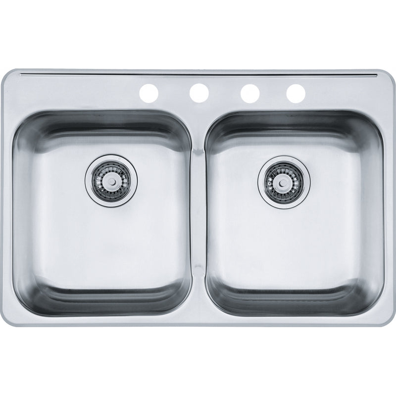 Kindred RDL5279-4 Reginox Topmount 20G Stainless Steel Double Sink 4 Hole