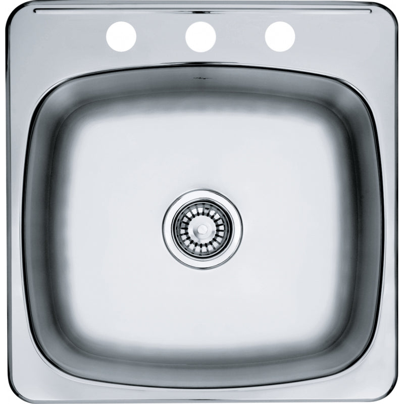 Kindred RSL2020-3 Reginox Topmount 20G Stainless Steel Single Sink 3 Hole