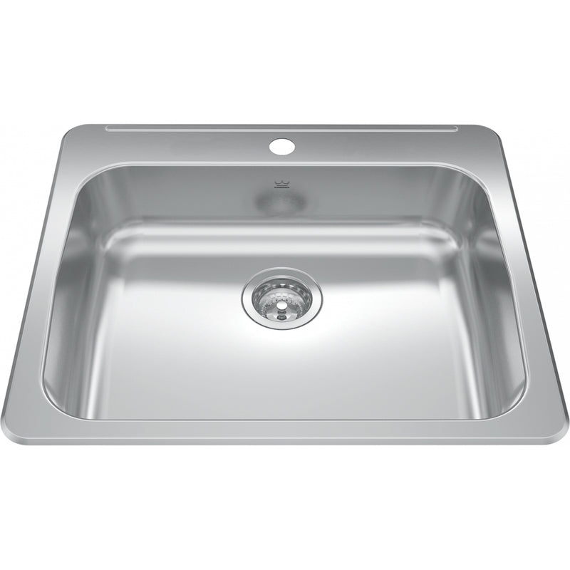 Kindred RSLA2522-55-1 Reginox Topmount 18G Stainless Steel Single Sink 1 Hole - ADA Sink