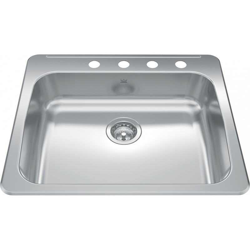 Kindred RSLA2522-55-4 Reginox Topmount 18G Stainless Steel Single Sink 4 Hole - ADA Sink