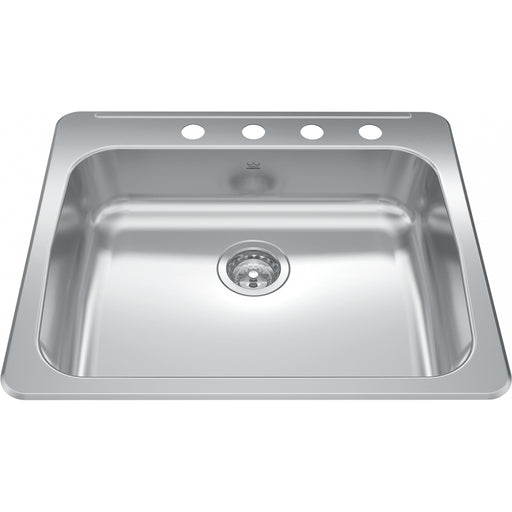 Kindred RSLA2522-55-4 Reginox Topmount 18G Stainless Steel Single Sink 4 Hole - ADA Sink