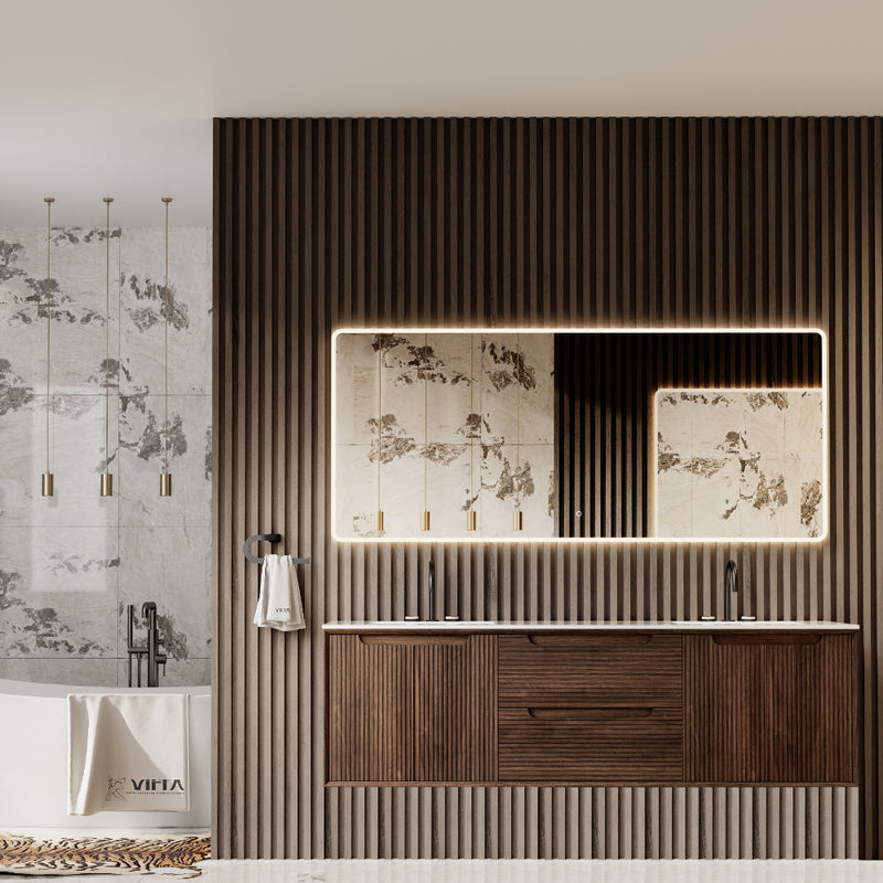 Virta 72 Inch SIA Wall Hung Double Sink Vanity - Double