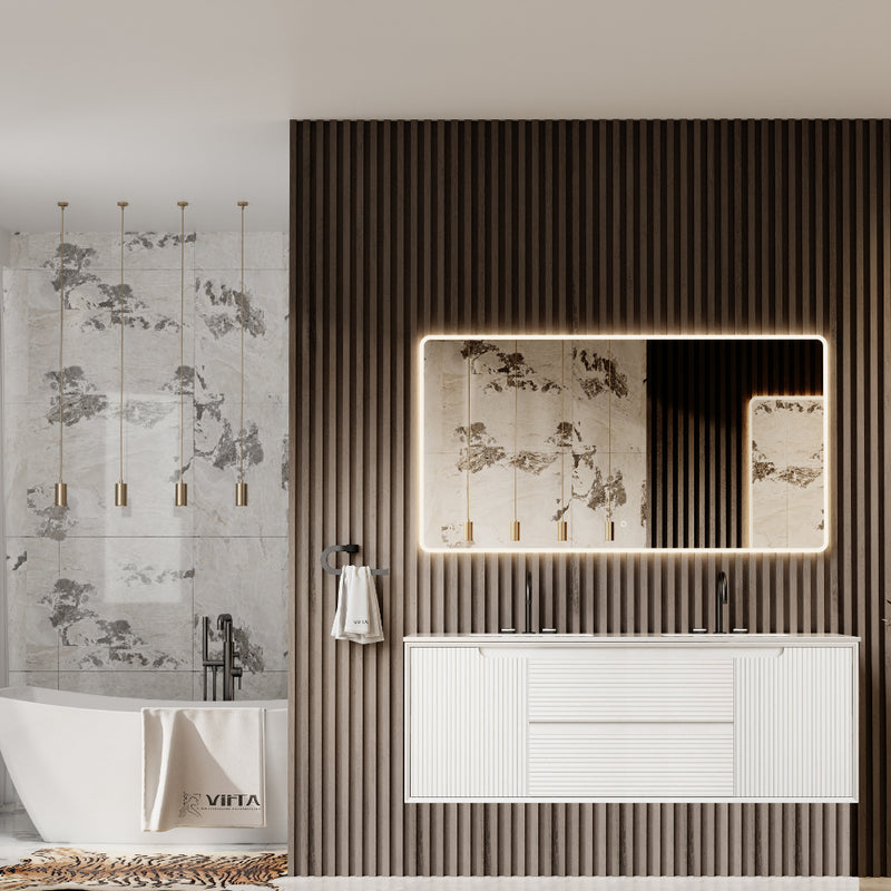 Virta 60 Inch SIA Wall Hung Double Sink Vanity - Double