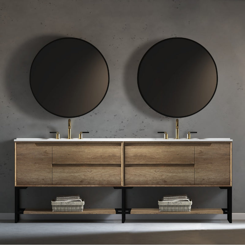 Virta Ashley 93 Inch Floor Mount Double Sink Vanity with Metal Legs