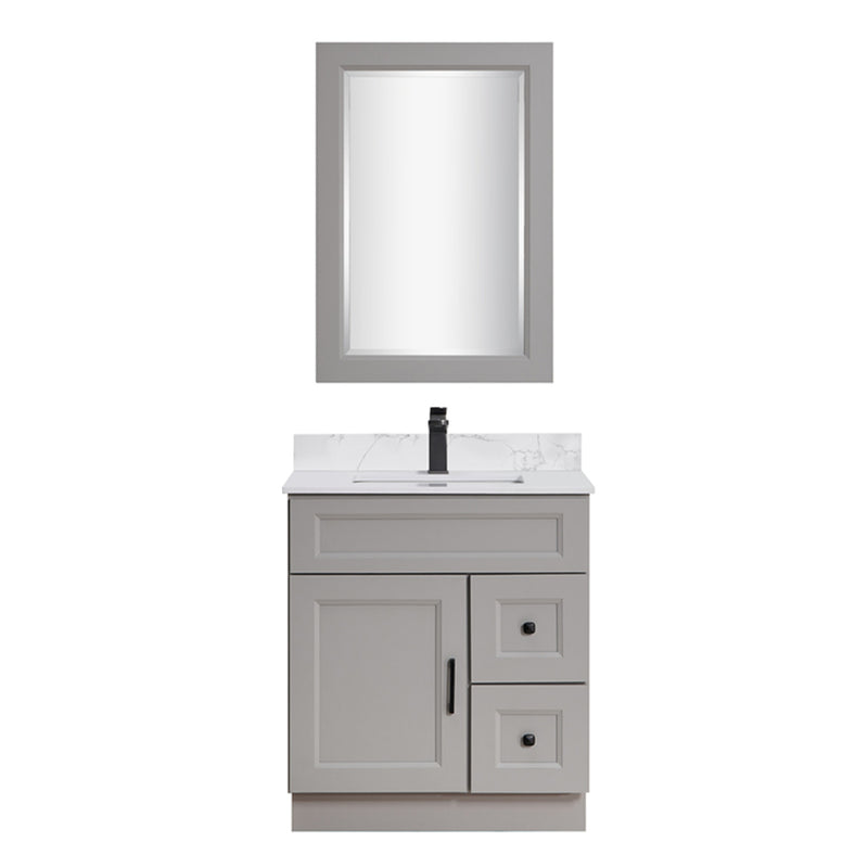 TC 30" Shaker Single Sink Vanity with Right Side Drawers and Bevelled Panels
