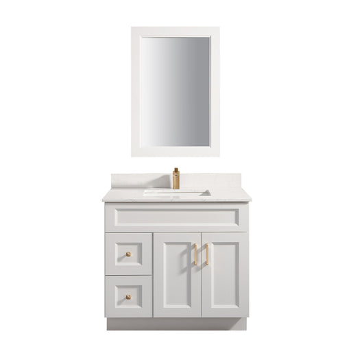 TC 36" Shaker Single Sink Vanity with Left Side Drawers and Bevelled Panels