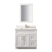 TC 42" Shaker Single Sink Vanity with Right Side Drawers and Bevelled Panels