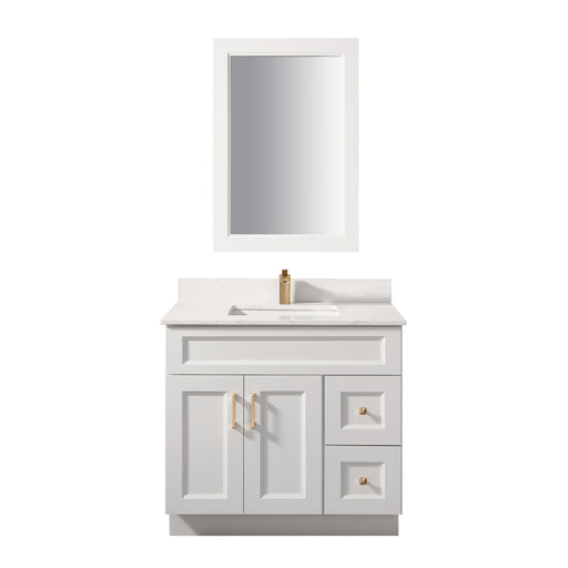 TC 42" Shaker Single Sink Vanity with Right Side Drawers and Bevelled Panels