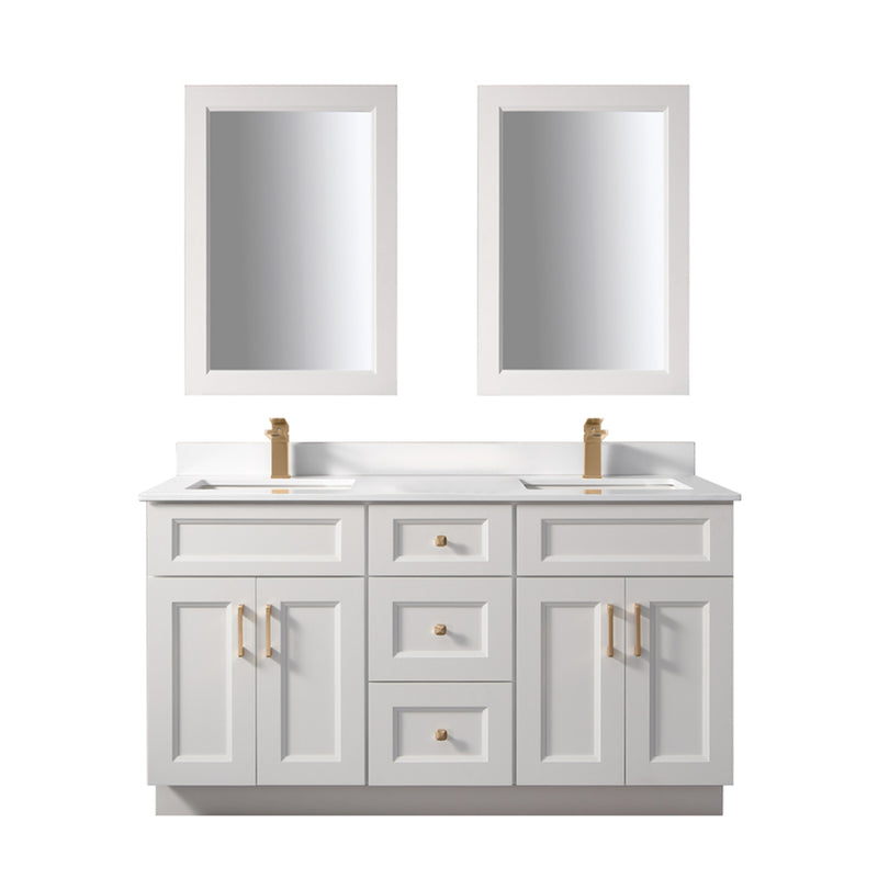 TC 72" Shaker Double Sink Vanity with Bevelled Panels