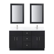 TC 60" Shaker Double Sink Vanity with Slim Panels