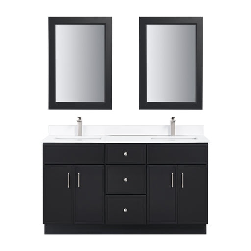 TC 60" Shaker Double Sink Vanity with Slim Panels
