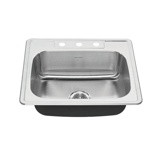 American Standard Colony 25 x 22-Inch Stainless Steel 3-Hole Top Mount Single Bowl Kitchen Sink