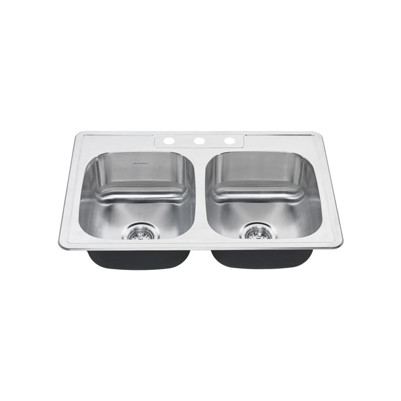 American Standard Colony 33 x 22-Inch Stainless Steel 3-Hole Top Mount Double-Bowl ADA Kitchen Sink