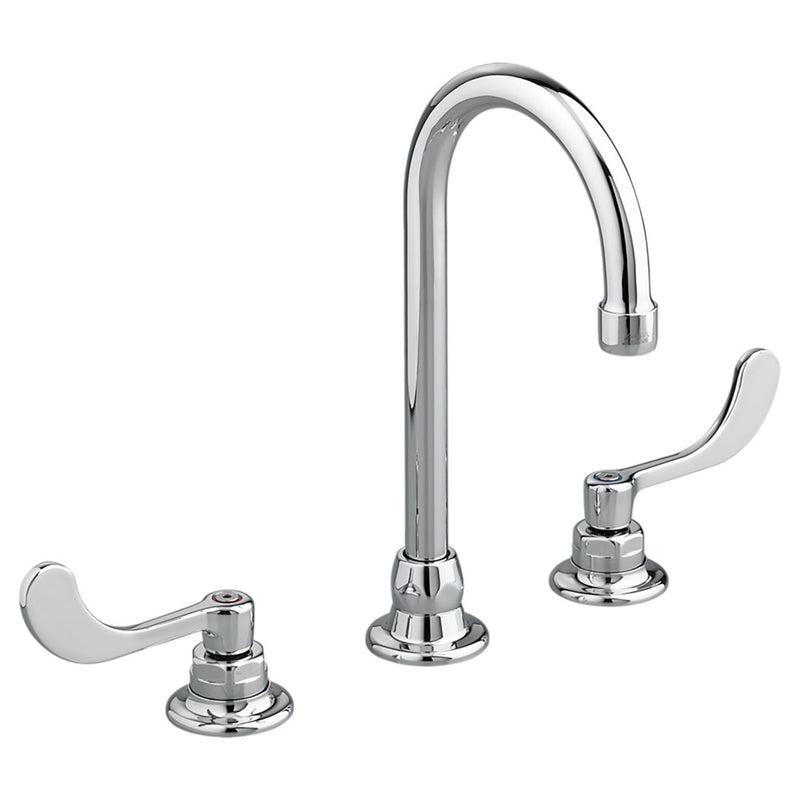 American Standard Monterrey 8-Inch Widespread Gooseneck Faucet With Wrist Blade Handles 1.5 gpm/5.7 Lpm With 3rd Water Inlet