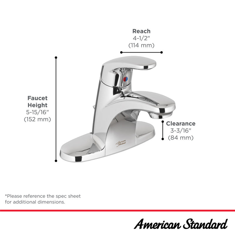 American Standard Colony PRO 4-Inch Centerset Single-Handle Bathroom Faucet 1.2 gpm/4.5 L/min With Lever Handle