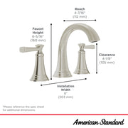 American Standard Rumson 8-Inch Widespread 2-Handle Bathroom Faucet 1.2 gpm/4.5 L/min With Lever Handles