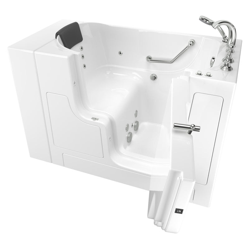 American Standard Gelcoat Premium Series 30 x 52-Inch Walk-in Tub With Whirlpool System - Right-Hand Drain With Faucet