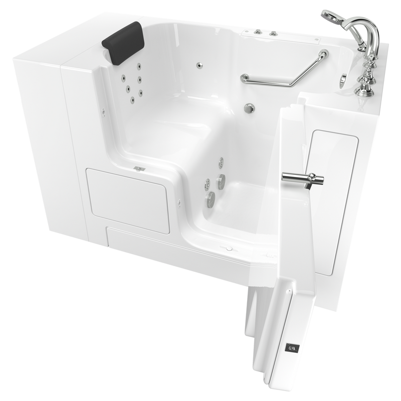 American Standard Gelcoat Premium Series 32 x 52-Inch Walk-in Tub With Whirlpool System - Right-Hand Drain With Faucet