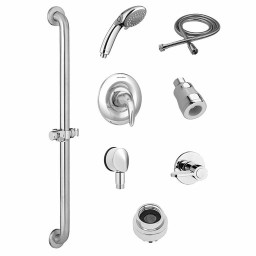 American Standard Commercial Shower System Trim Kit 1.5 gpm/5.7 Lpm with 36-Inch Slide-Grab Bar Hand Shower and Showerhead