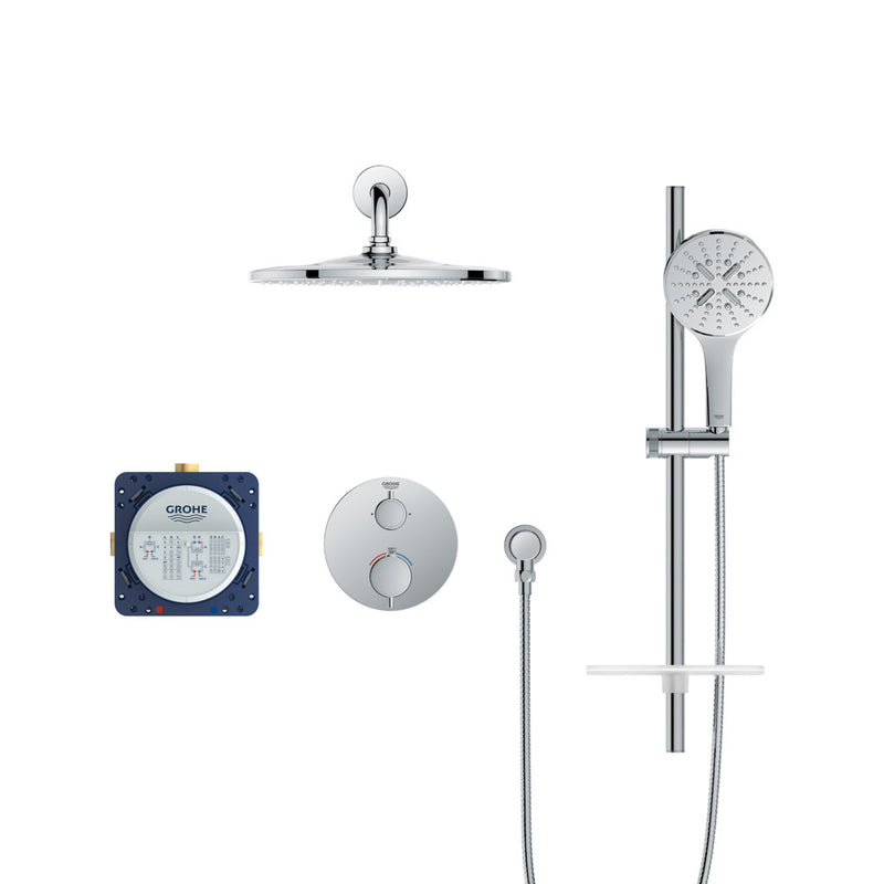 Grohe 103066 Rainshower GrohTherm 2-Handle Thermostatic Dual Function Shower Kit 