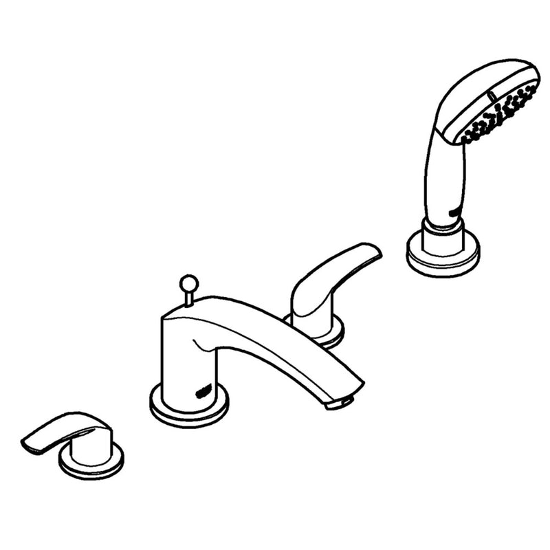 Grohe 25170 Eurosmart 4-Hole 2-Handle Deck Mount Roman Tub Faucet with 6.6 L/min - 1.75 GPM Hand Shower