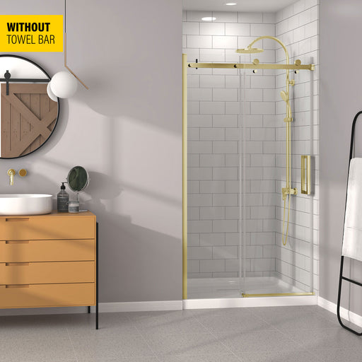 Zitta Bellini 48 brushed gold clear alcove shower door - WITHOUT TOWEL BAR