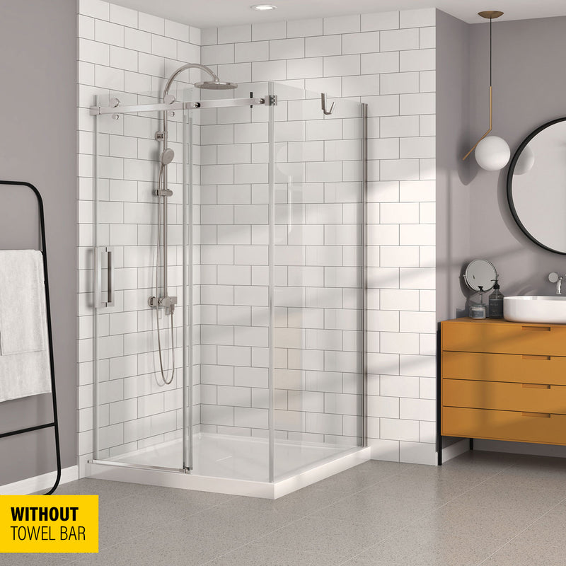 Zitta Bellini 48 Brushed Nickel clear alcove wall closing shower door - WITHOUT TOWEL BAR