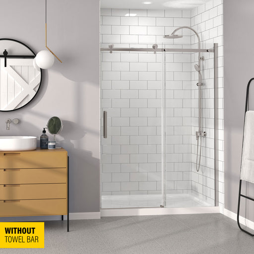 Zitta Bellini 60 Brushed Nickel clear alcove shower door - WITHOUT TOWEL BAR