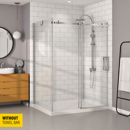 Zitta Bellini 60 Brushed Nickel clear alcove wall closing shower door - WITHOUT TOWEL BAR