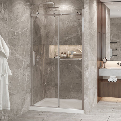 Zitta Bellini 2.0 Bellini 48 Brushed Nickel clear alcove shower door