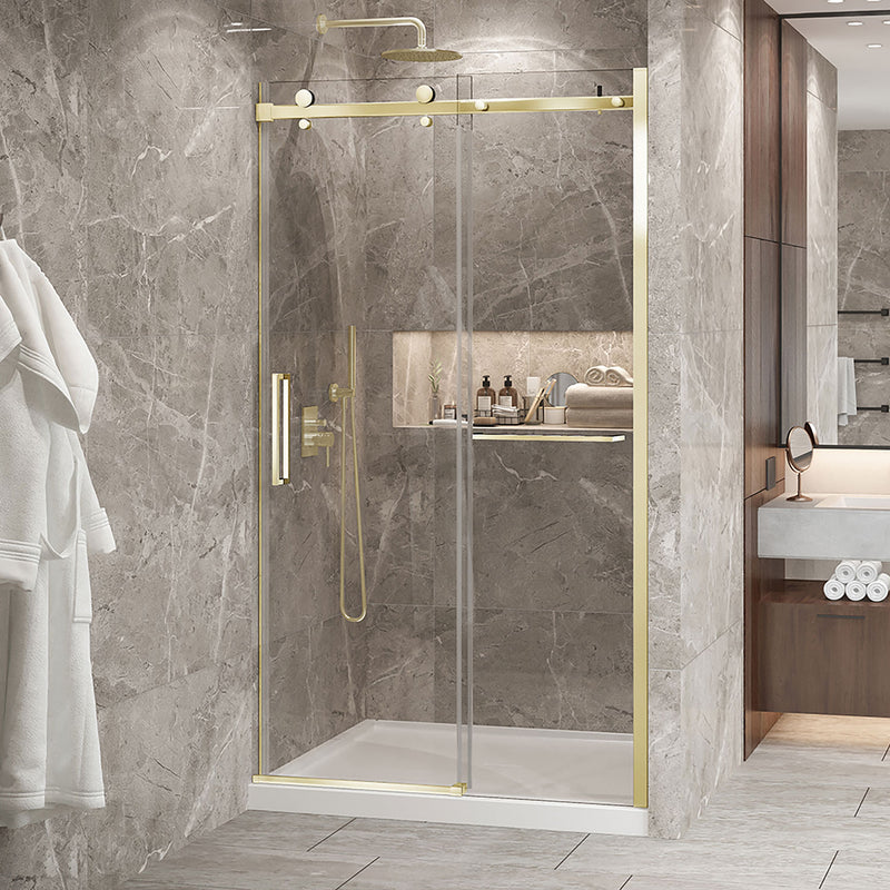 Zitta Bellini 2.0 Bellini 48 brushed gold clear alcove shower door