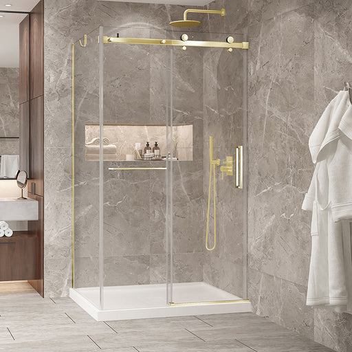 Zitta Bellini 2.0 Bellini 48 brushed gold clear alcove wall closing shower door