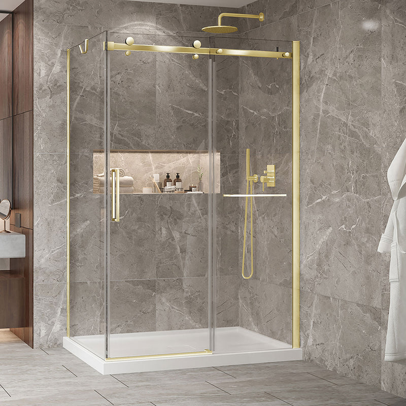 Zitta Bellini 2.0 Bellini 54 brushed gold clear alcove shower door