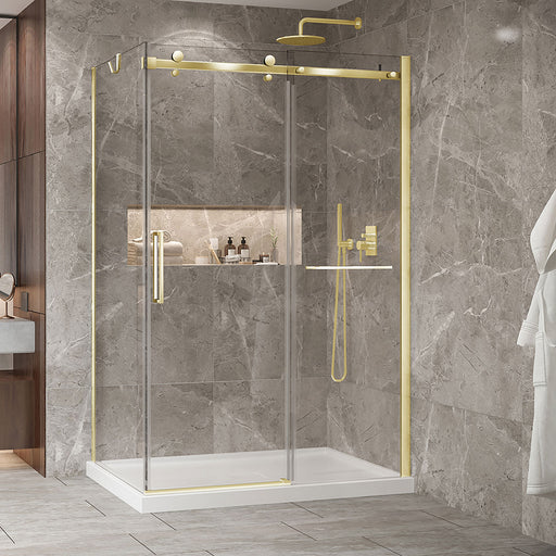 Zitta Bellini 2.0 Bellini 54 brushed gold clear alcove shower door