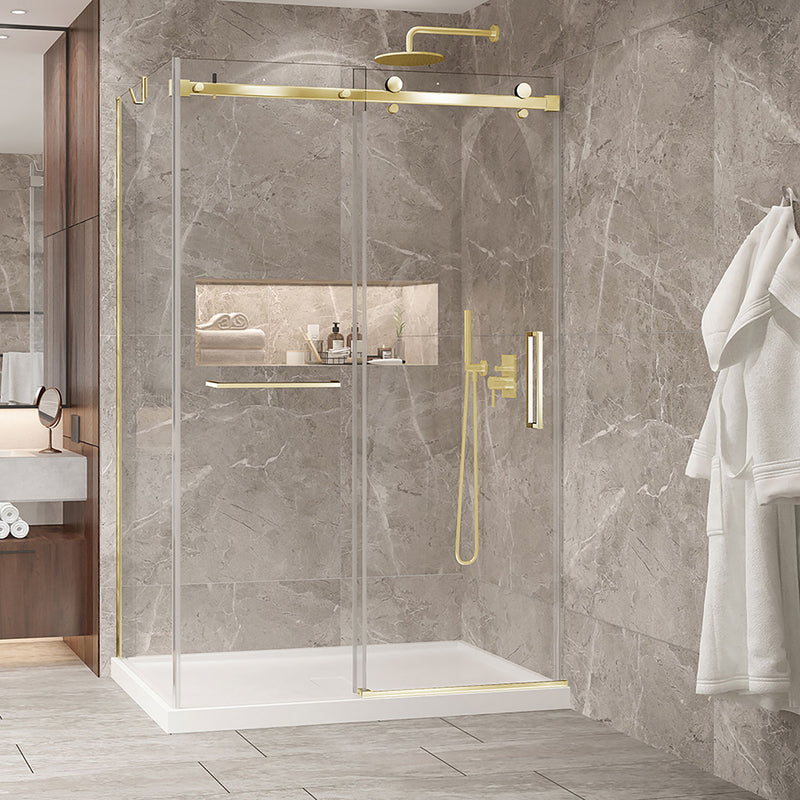 Zitta Bellini 2.0 Bellini 54 brushed gold clear alcove wall closing shower door