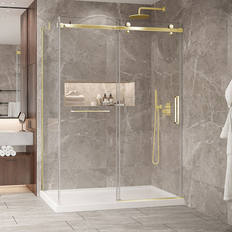Zitta Bellini 2.0 Bellini 60 brushed gold clear alcove wall closing shower door