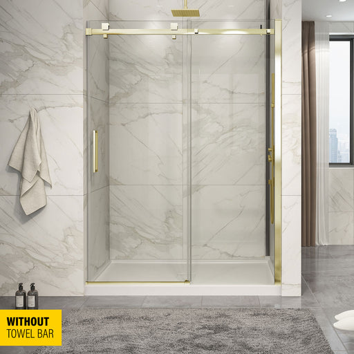 Zitta Piazza 60 brushed gold clear alcove shower door - WITHOUT TOWEL BAR