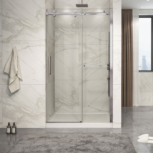 Zitta Piazza 2.0 Piazza 48 Brushed Nickel clear alcove shower door