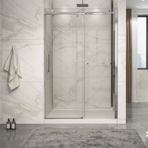 Zitta Piazza 2.0 Piazza 54 Brushed Nickel clear alcove shower door