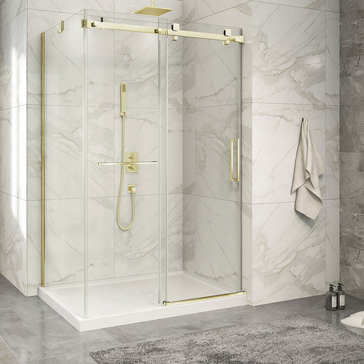 Zitta Piazza 2.0 Piazza 54 brushed gold clear alcove wall closing shower door