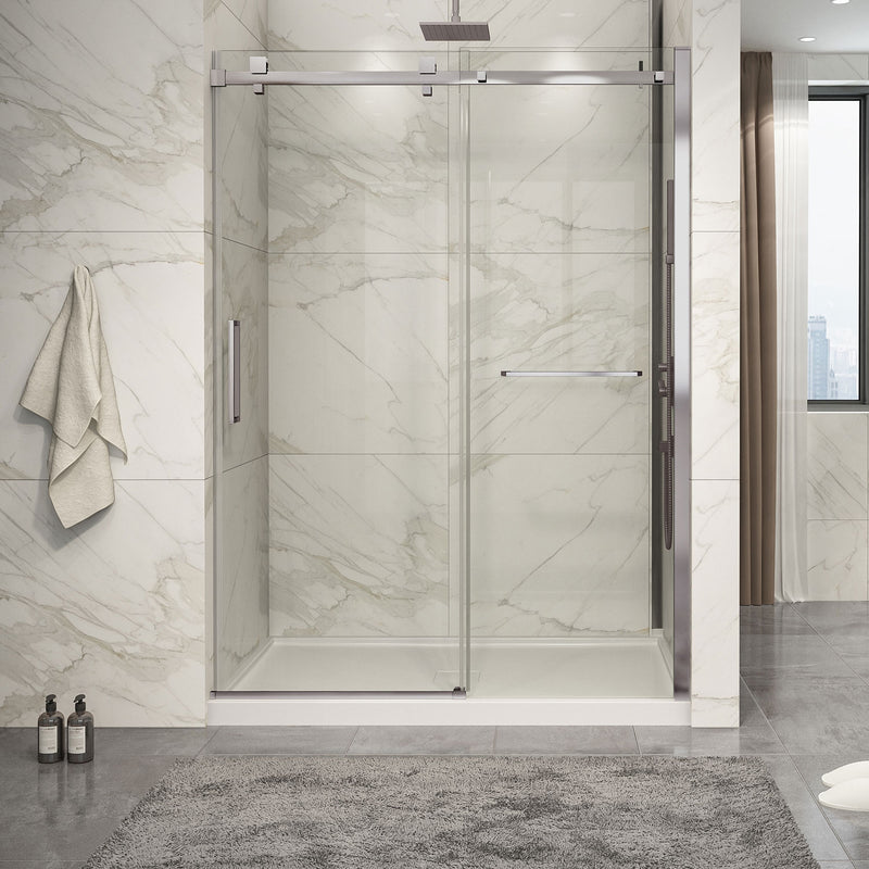 Zitta Piazza 2.0 Piazza 60 Brushed Nickel clear alcove shower door