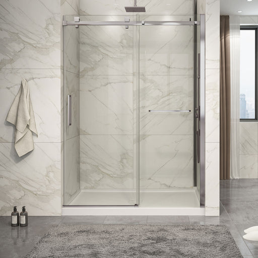 Zitta Piazza 2.0 Piazza 60 Brushed Nickel clear alcove shower door
