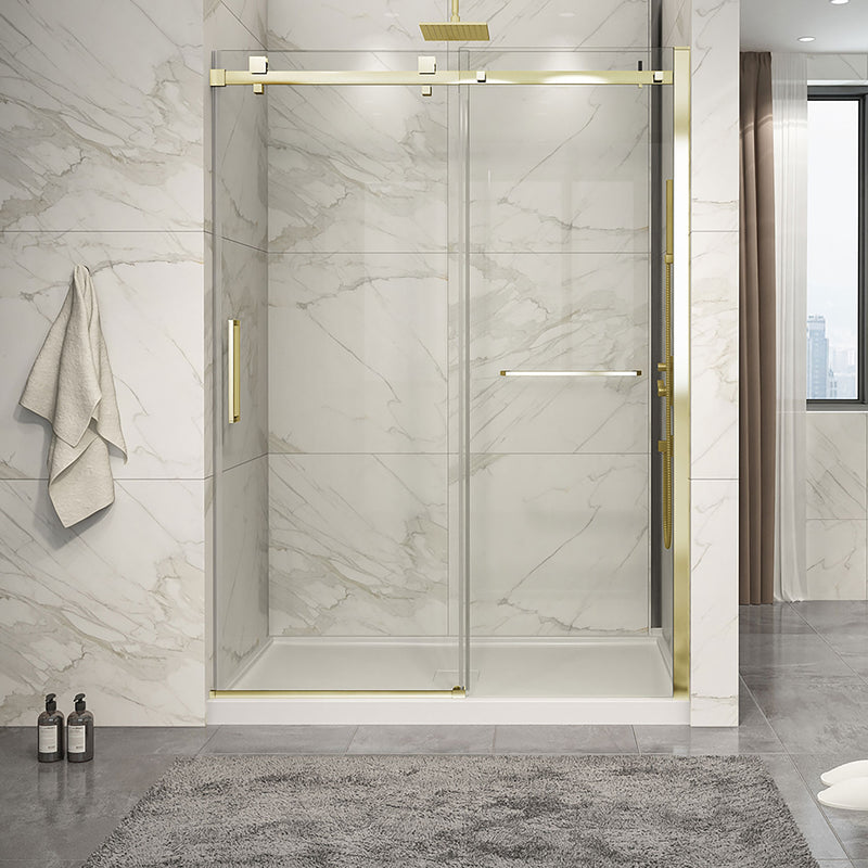 Zitta Piazza 2.0 Piazza 60 brushed gold clear alcove shower door