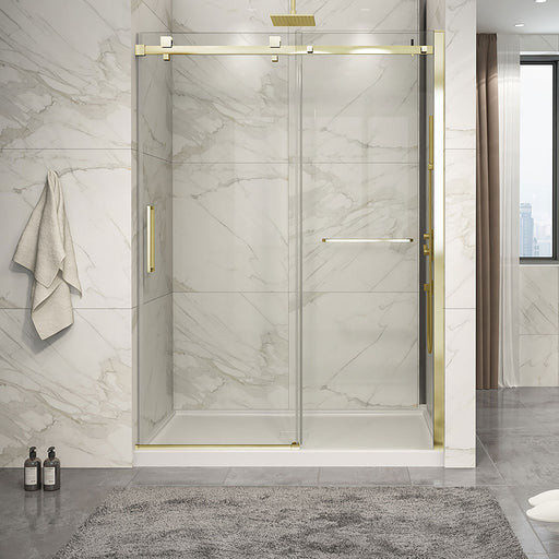 Zitta Piazza 2.0 Piazza 60 brushed gold clear alcove shower door