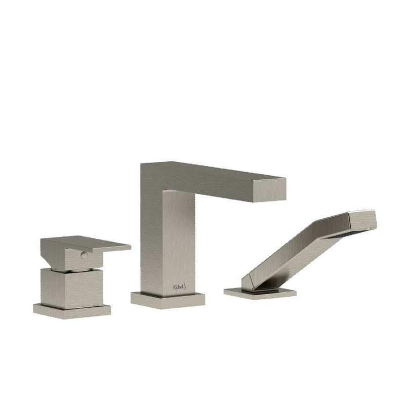 Riobel Kubik TUS10 3-piece deck-mount tub filler with hand shower trim (Without Rough-in)