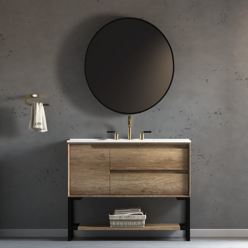 Virta Ashley 48 Inch Floor Mount Single Sink Vanity with Metal Legs