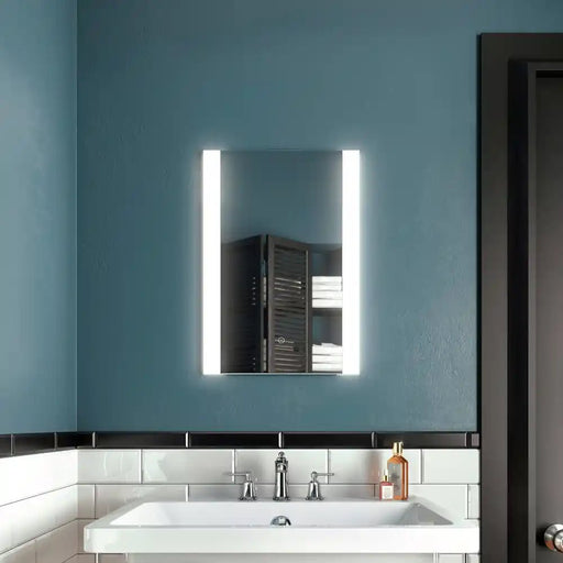 Kalia Accent Rect. Led Lighting Mirror 18 X 26 With Vertical Frosted Acrylic Strips And 2-Tones Touch Switch